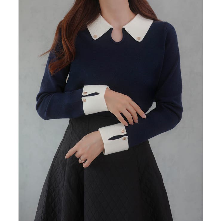 バイカラーニットトップス | JUNOAH | 詳細画像21 