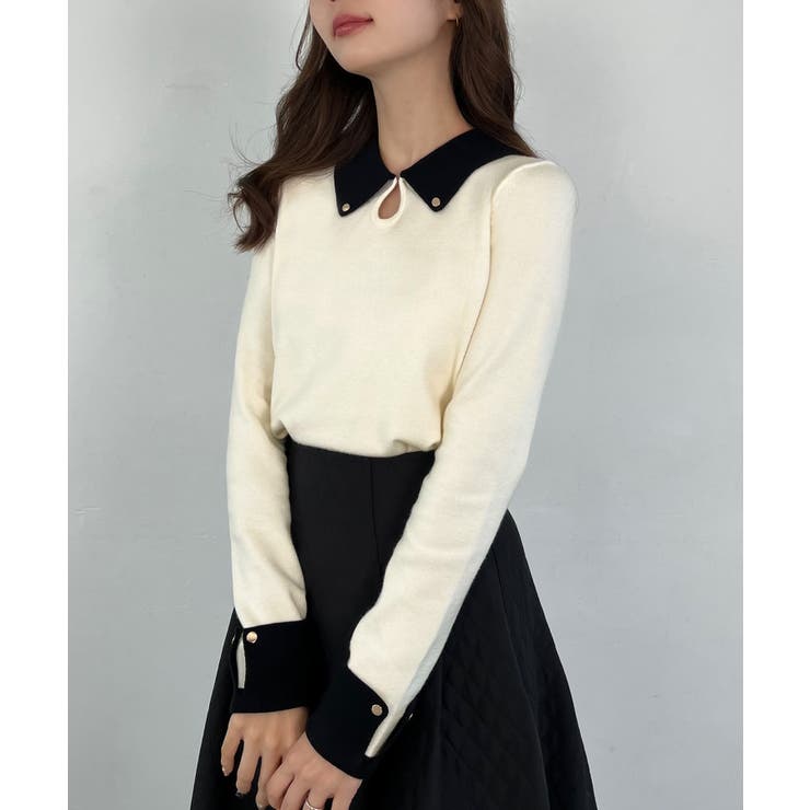 バイカラーニットトップス | JUNOAH | 詳細画像6 