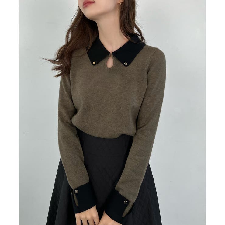 バイカラーニットトップス | JUNOAH | 詳細画像8 