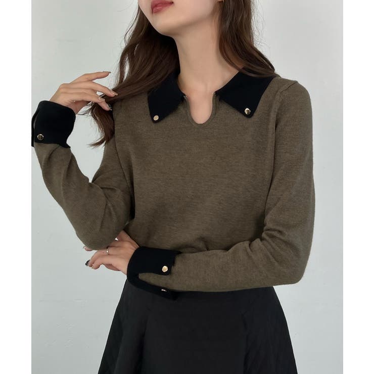 バイカラーニットトップス | JUNOAH | 詳細画像9 