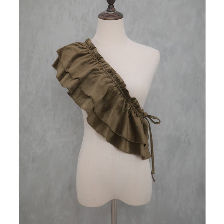 サッシュ付きベロアドッキングニットワンピース | JUNOAH | 詳細画像16 