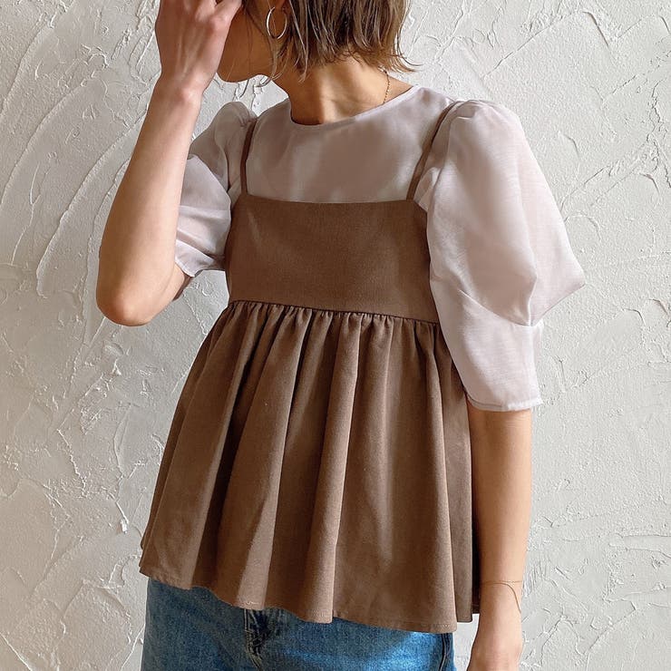 グレージュ | パフスリーブシアートップス | JUNOAH