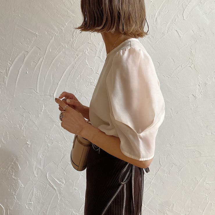 パフスリーブシアートップス | JUNOAH | 詳細画像4 