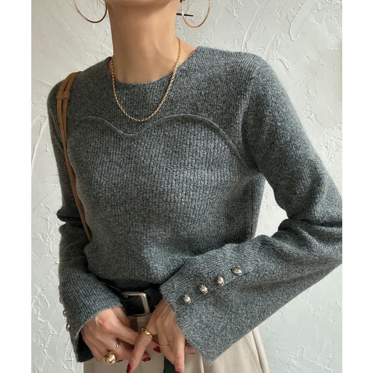 チャコール | ビスチェドッキングニット | JUNOAH