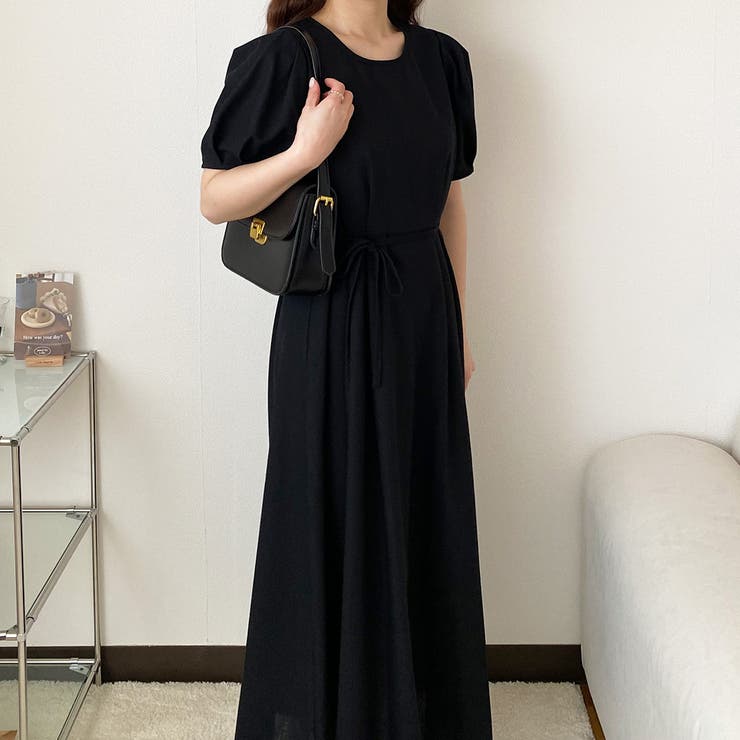 リネン混タックリボンワンピース[品番：AMTW0009029]｜JUNOAH