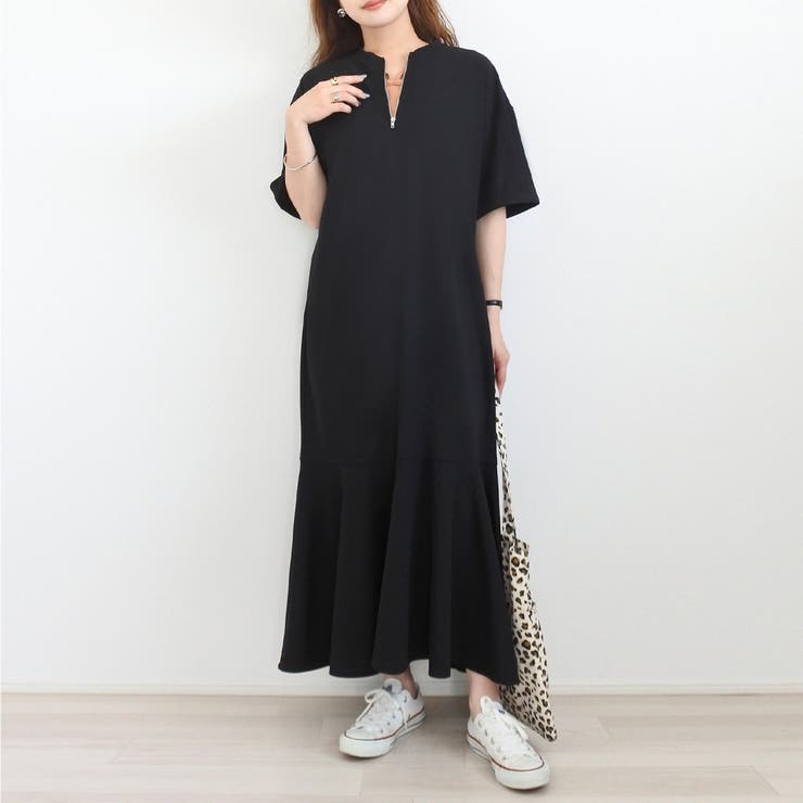 カットソージップアップマーメイドワンピース[品番：AMTW0009070