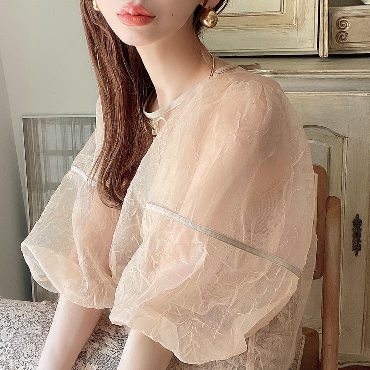 ワッシャーシアー2wayリボンブラウス | JUNOAH | 詳細画像15 