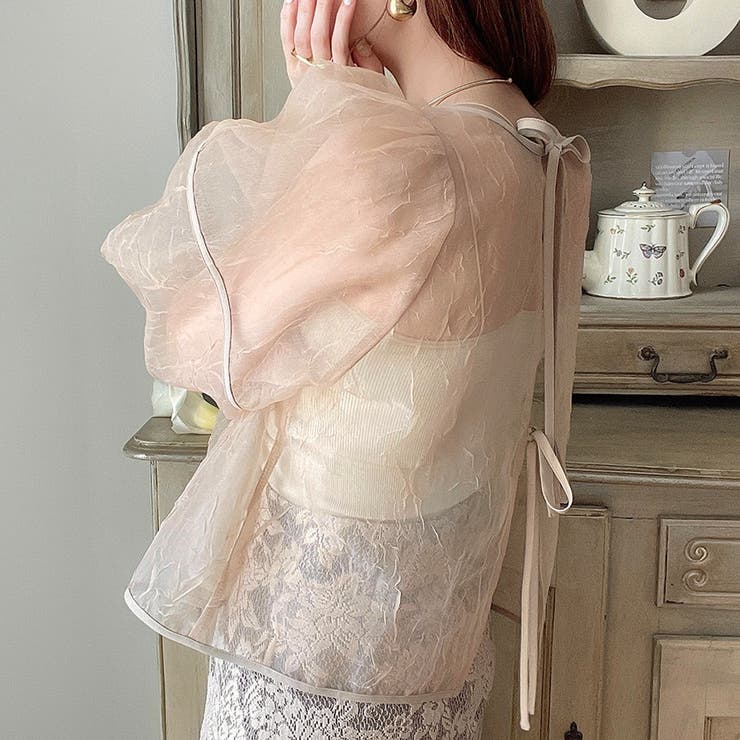 ワッシャーシアー2wayリボンブラウス | JUNOAH | 詳細画像18 