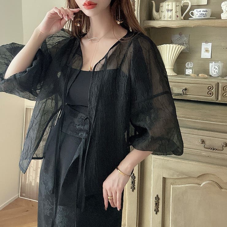 ワッシャーシアー2wayリボンブラウス | JUNOAH | 詳細画像14 