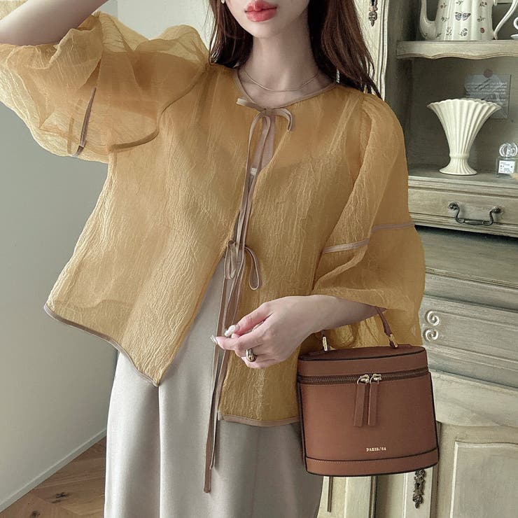 ワッシャーシアー2wayリボンブラウス | JUNOAH | 詳細画像17 