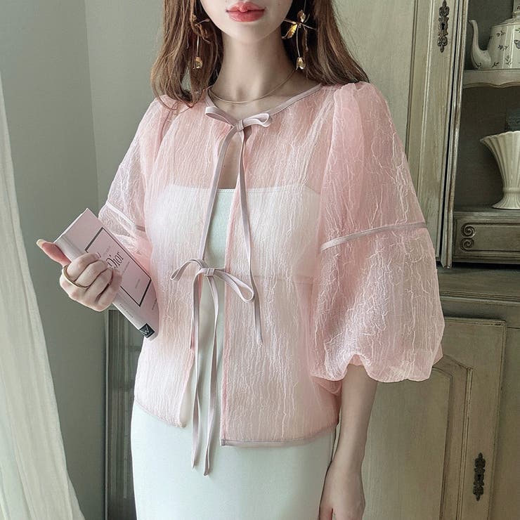 ワッシャーシアー2wayリボンブラウス | JUNOAH | 詳細画像23 