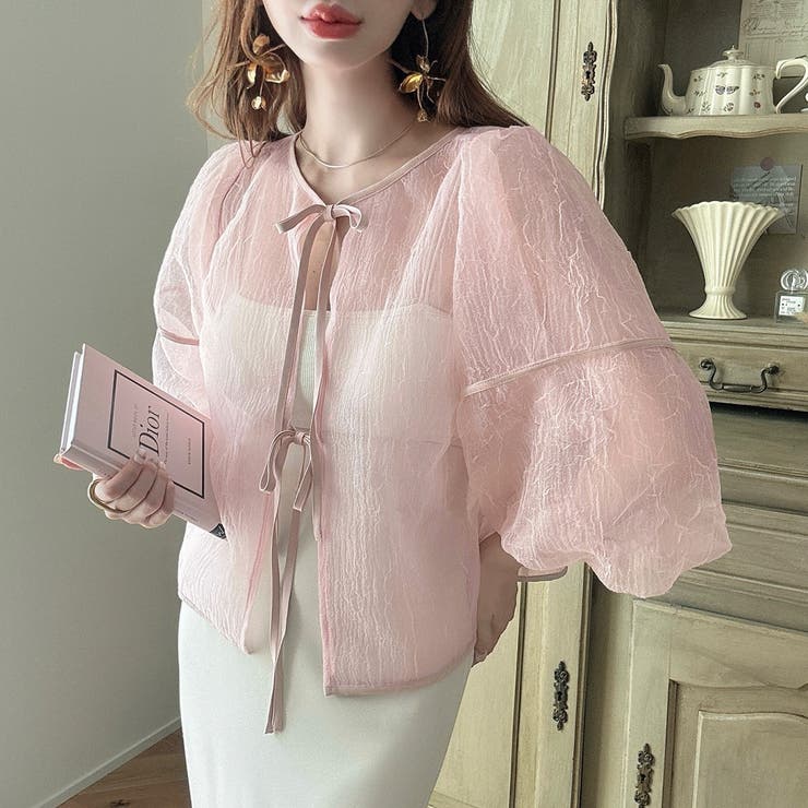 ワッシャーシアー2wayリボンブラウス | JUNOAH | 詳細画像24 