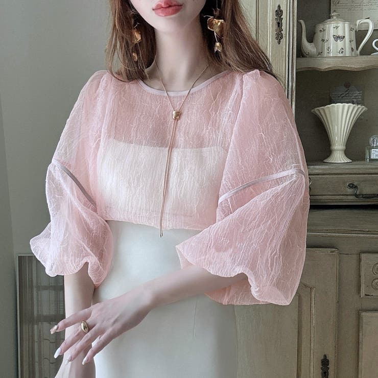 ワッシャーシアー2wayリボンブラウス | JUNOAH | 詳細画像25 