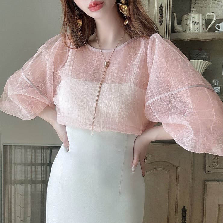 ワッシャーシアー2wayリボンブラウス | JUNOAH | 詳細画像26 