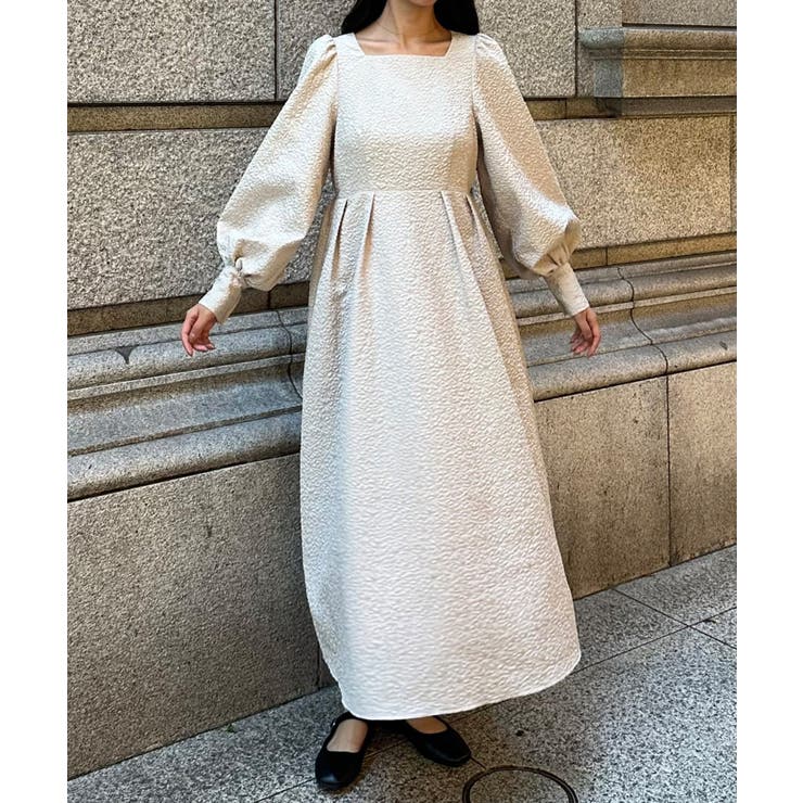 ボリュームスリーブふくれジャガードワンピース | JUNOAH | 詳細画像4 