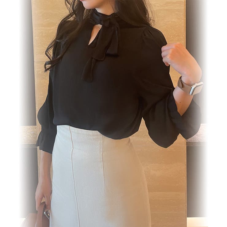 サテンライクリボンブラウス | JUNOAH | 詳細画像2 