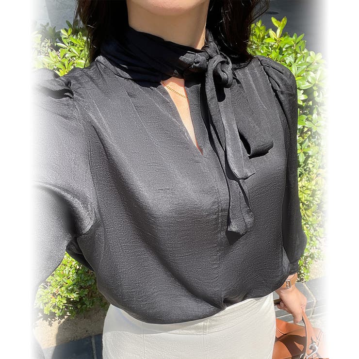 サテンライクリボンブラウス | JUNOAH | 詳細画像5 