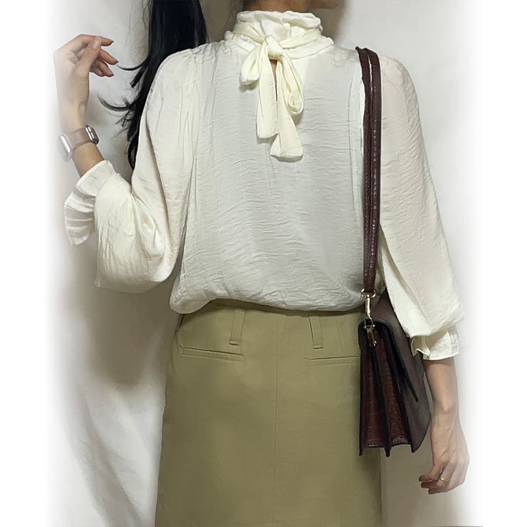 サテンライクリボンブラウス | JUNOAH | 詳細画像7 