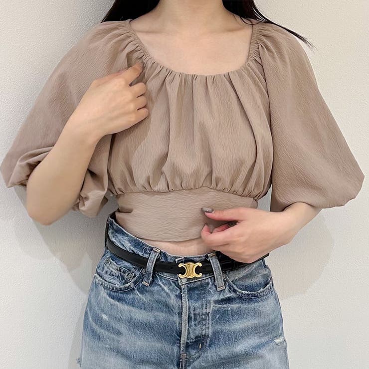 パフスリーブバックリボンショートトップス | JUNOAH | 詳細画像13 