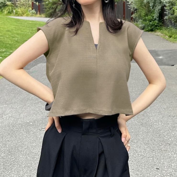 キーネックショートベスト | JUNOAH | 詳細画像4 