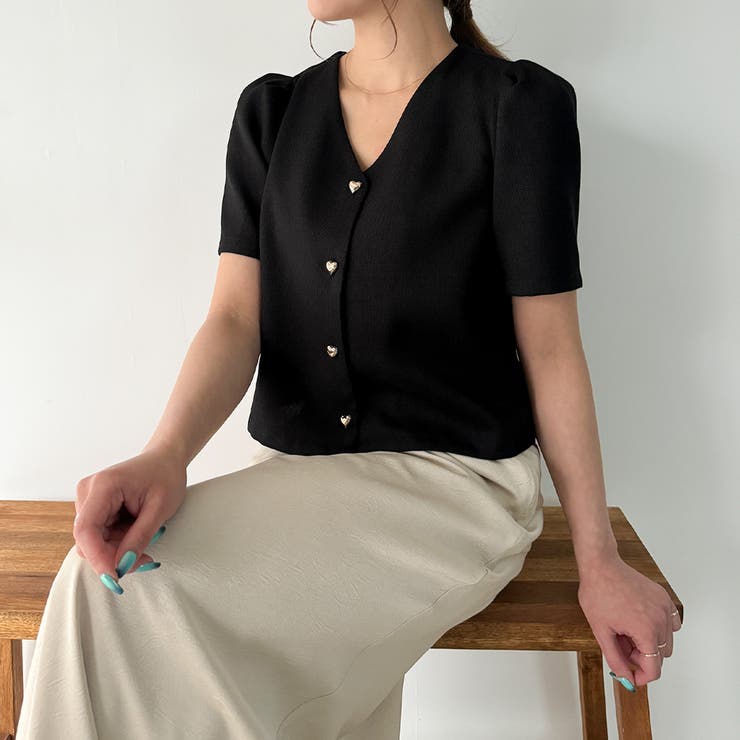 ゴールドハートボタンサマージャケット[品番：AMTW0010604