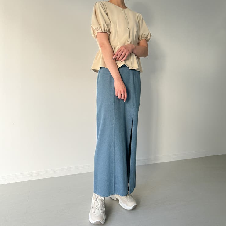 袖タック前開きペプラムブラウス[品番：AMTW0010605]｜JUNOAH