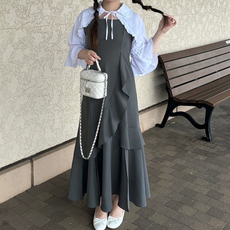 フリルスリットハイウエストキャミワンピース[品番：AMTW0011206