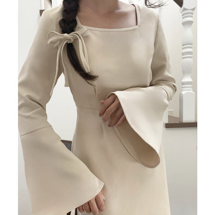 チョーカー付きウエストタックマーメイドワンピース | JUNOAH | 詳細画像8 