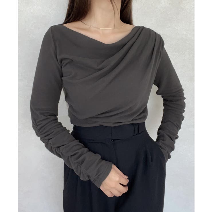 チャコール | ドレープデザインカットソー | JUNOAH