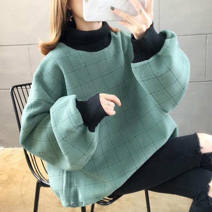 チェックハイネックトップス 韓国ファッション 品番 Amtw Amour Box アムールボックス のレディースファッション 通販 Shoplist ショップリスト