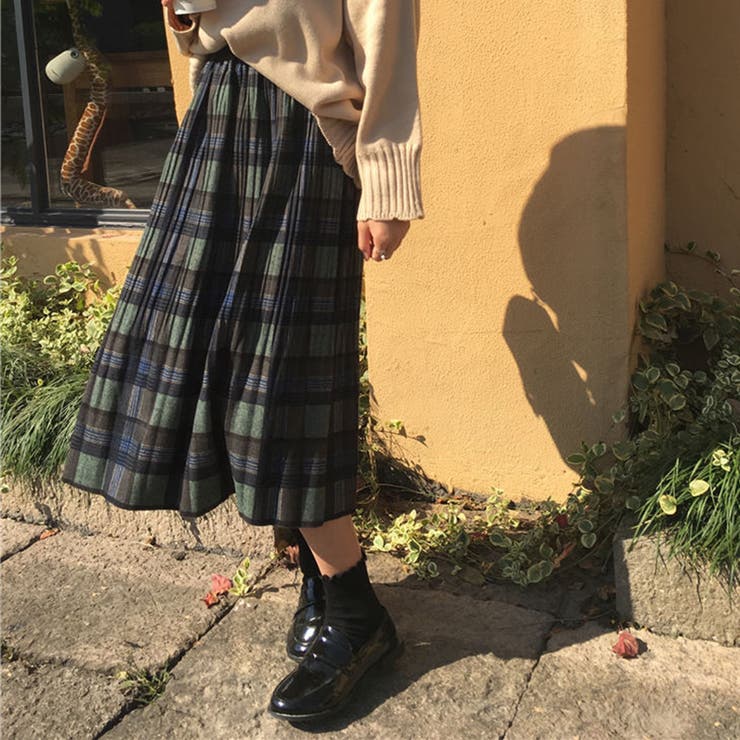 [THEAIRTOWN] VINTAGE ANCHOR スカート★韓国ファッション★ Vintage Tattoo Anchor ギャザースカート70cm丈 【L