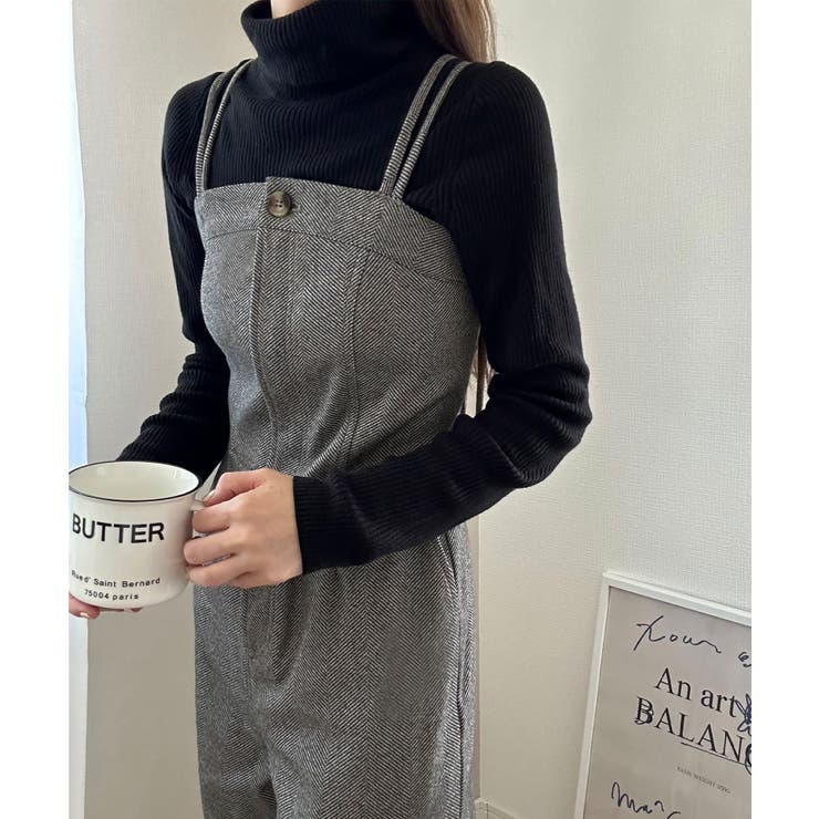 ヘリンボーンベアサロペット[品番：AMTW0011317]｜LAUIR