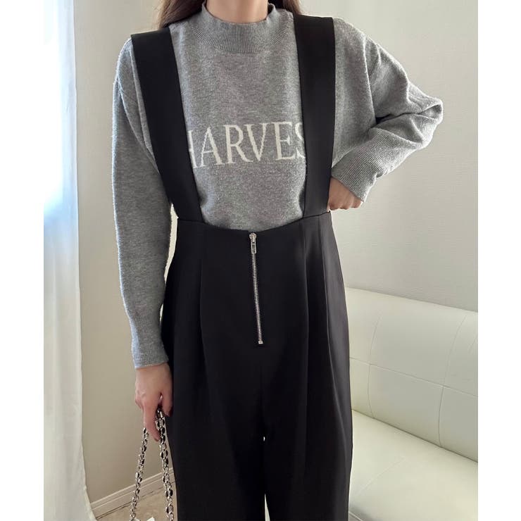 ブラック | フロントジップサロペット | LAUIR