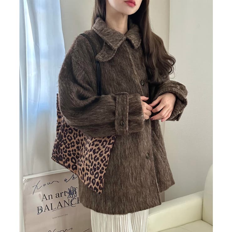 ボリュームスリーブシャギーステンカラーコート | LAUIR | 詳細画像10 