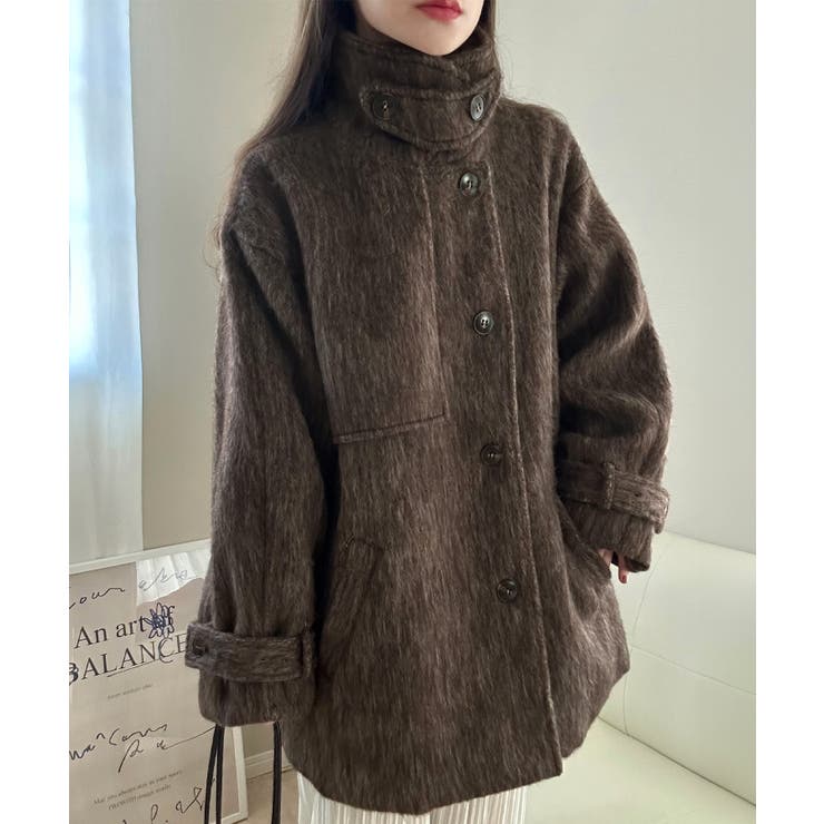 ボリュームスリーブシャギーステンカラーコート | LAUIR | 詳細画像11 