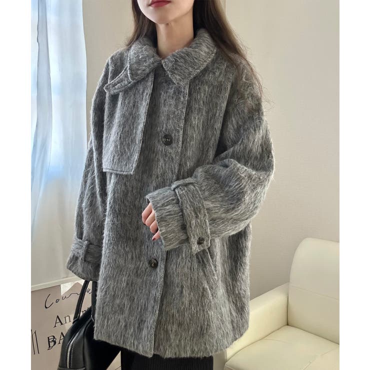 ボリュームスリーブシャギーステンカラーコート | LAUIR | 詳細画像6 