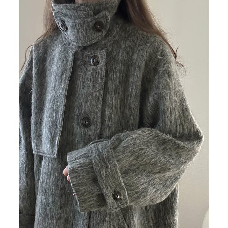 ボリュームスリーブシャギーステンカラーコート | LAUIR | 詳細画像9 