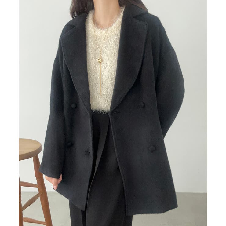 ブラック | シャギーテーラードミドルコート | LAUIR