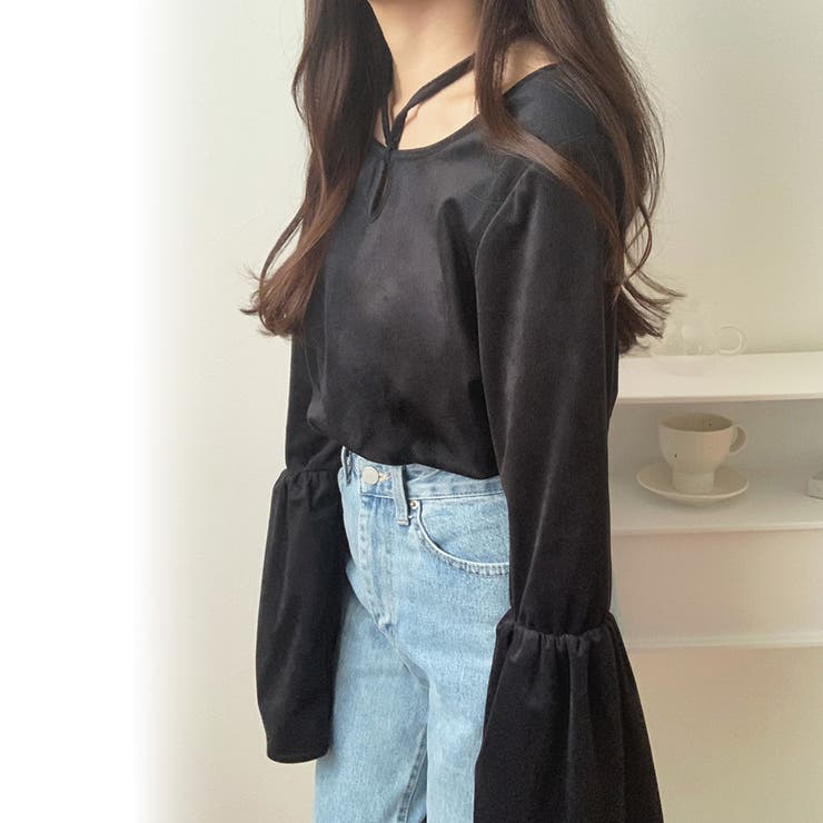 ベロアフレアスリーブトップス[品番：AMTW0009268]｜LAUIR（ラウアー