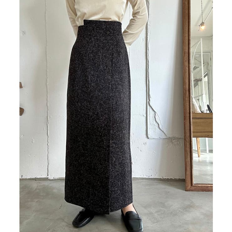 裏起毛ラップ風ツイードスカート | LAUIR | 詳細画像1 