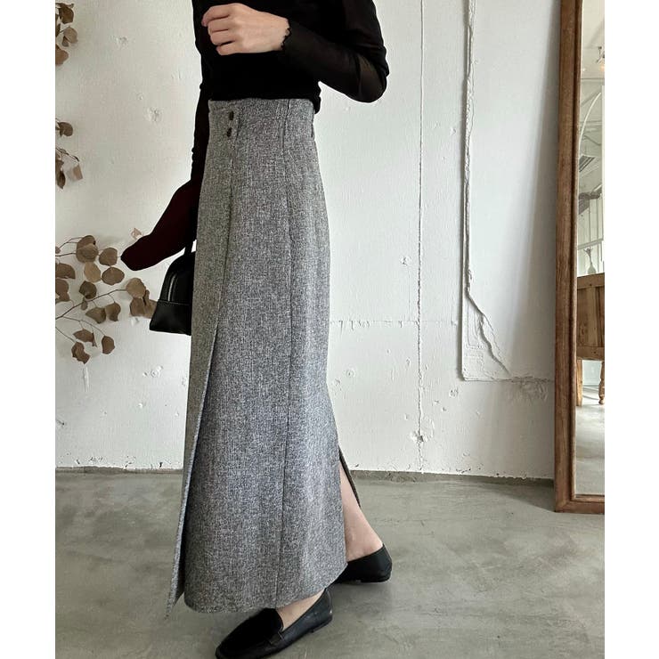 裏起毛ラップ風ツイードスカート[品番：AMTW0011690]｜LAUIR（ラウアー