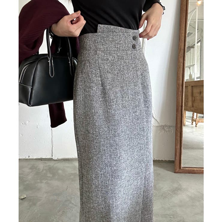 裏起毛ラップ風ツイードスカート | LAUIR | 詳細画像8 