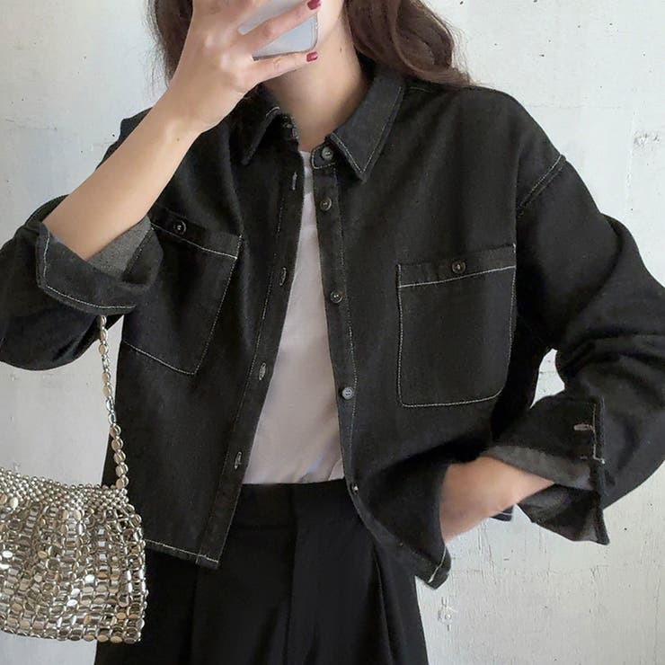 ブラック | デニムショートシャツ | LAUIR