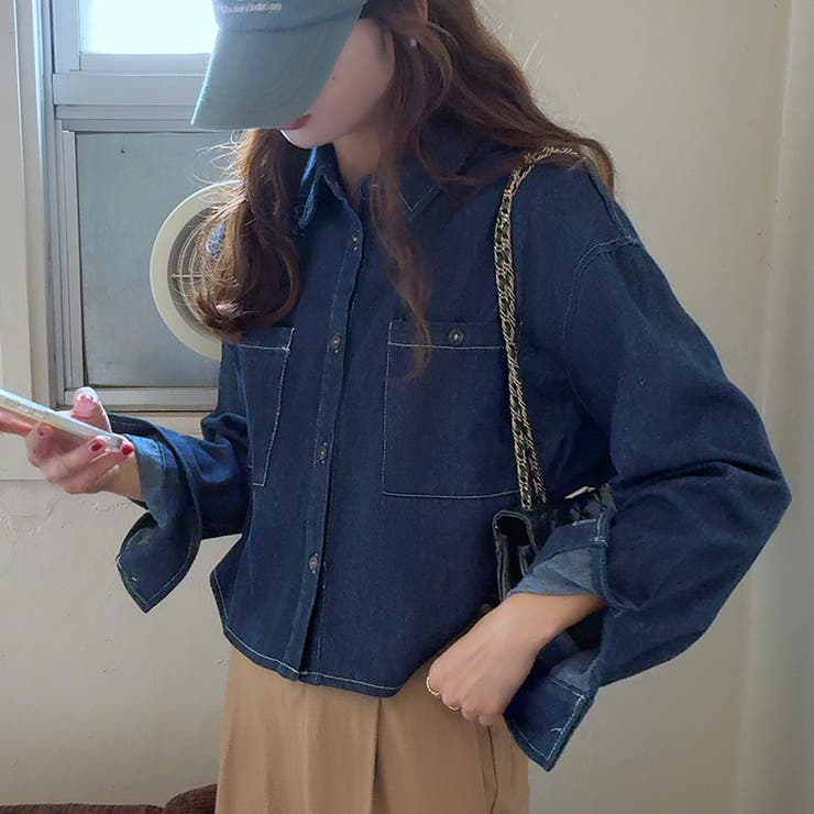 ネイビー | デニムショートシャツ | LAUIR