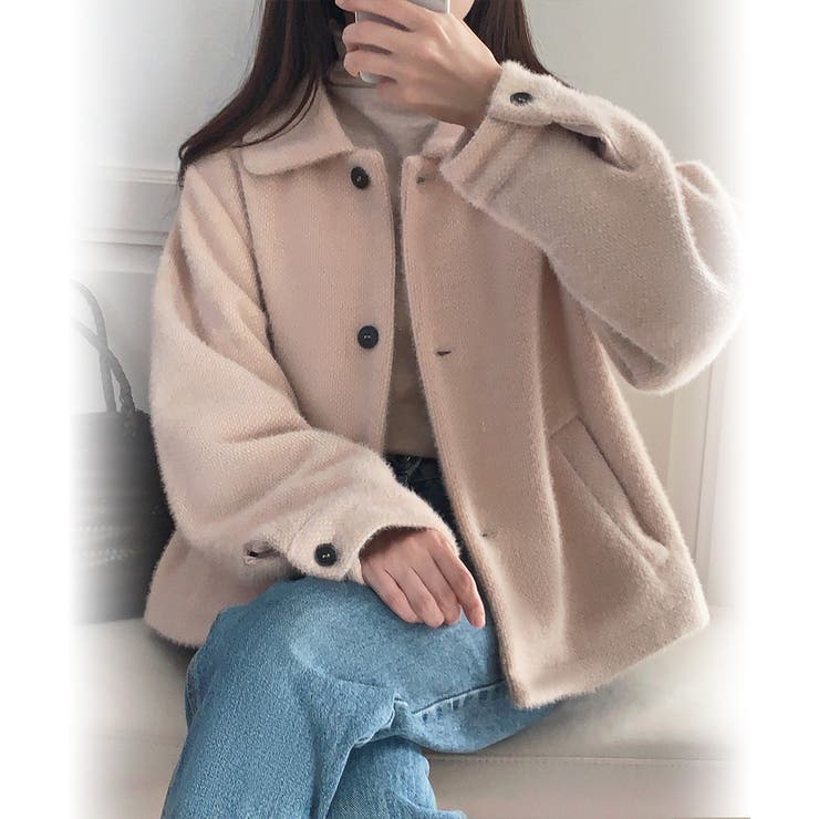 ステンカラーシャギーショートコート[品番：AMTW0009830]｜LAUIR