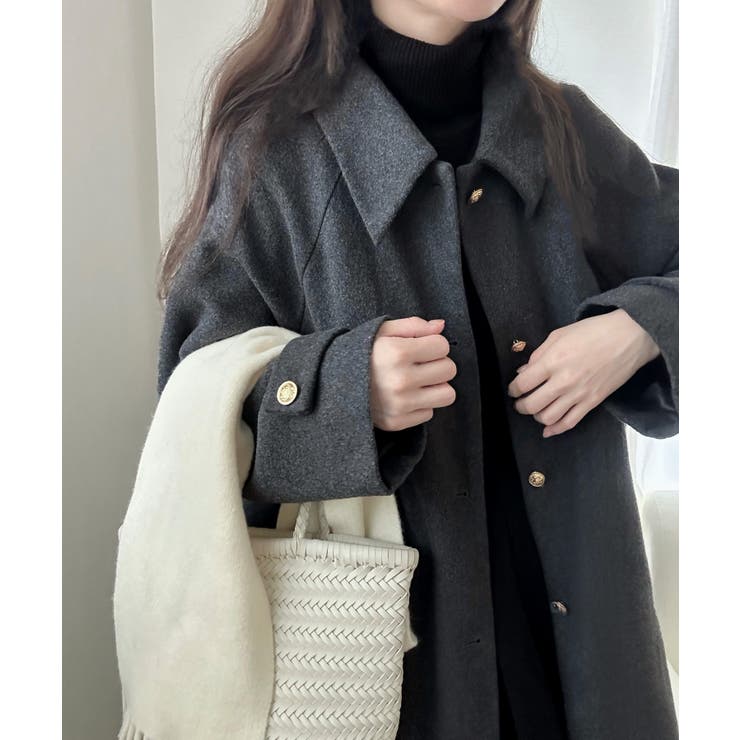 極美品 ピュアカシミヤ ロング Aライン ベルテッドコート ゴールドボタン 極美品 ピュアカシミヤ ロング Aライン ベルテッドコート ゴールド