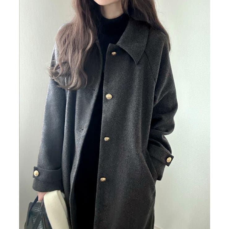 ゴールドボタンAラインミドルコート[品番：AMTW0009893]｜LAUIR