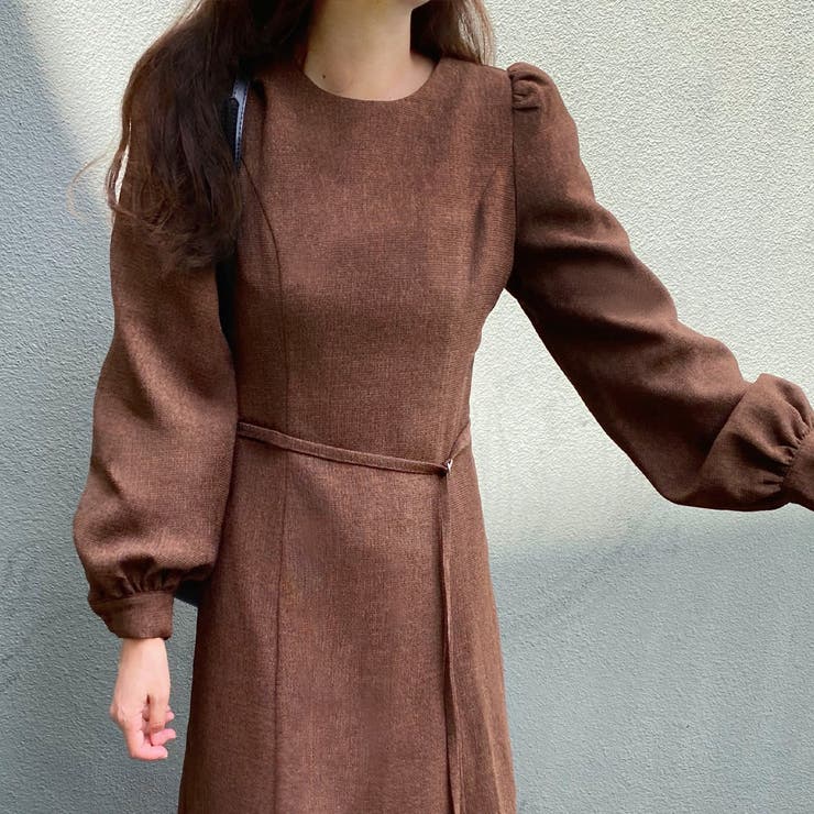 ウエストベルトツイードワンピース[品番：AMTW0009759]｜LAUIR