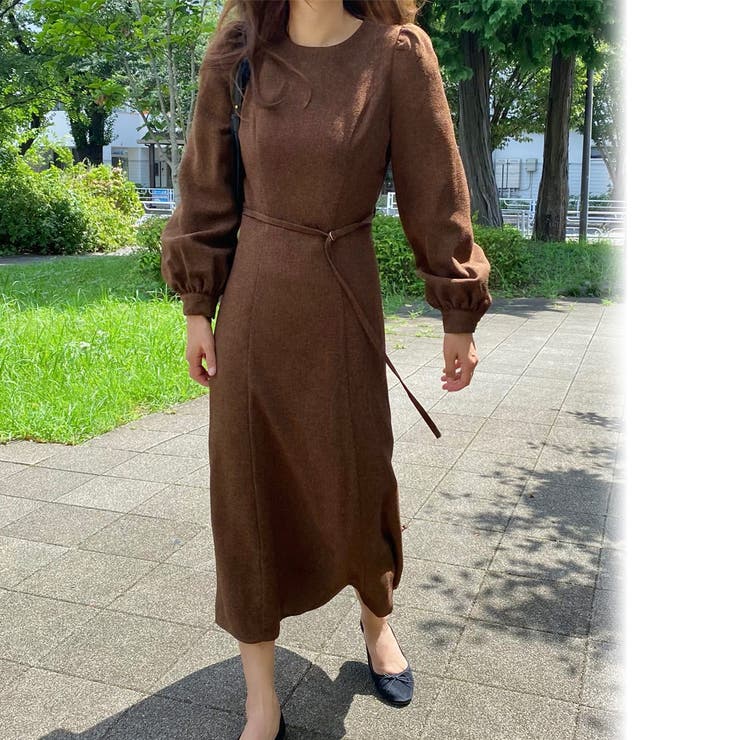 ウエストベルトツイードワンピース[品番：AMTW0009759]｜LAUIR