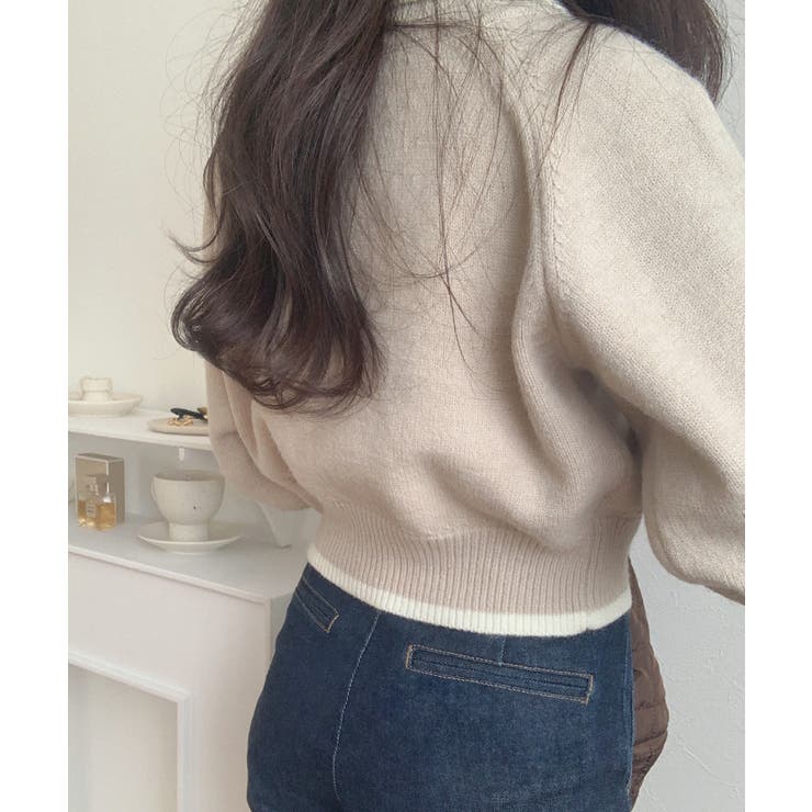 配色ショート丈ダブルジップニット | LAUIR | 詳細画像7 